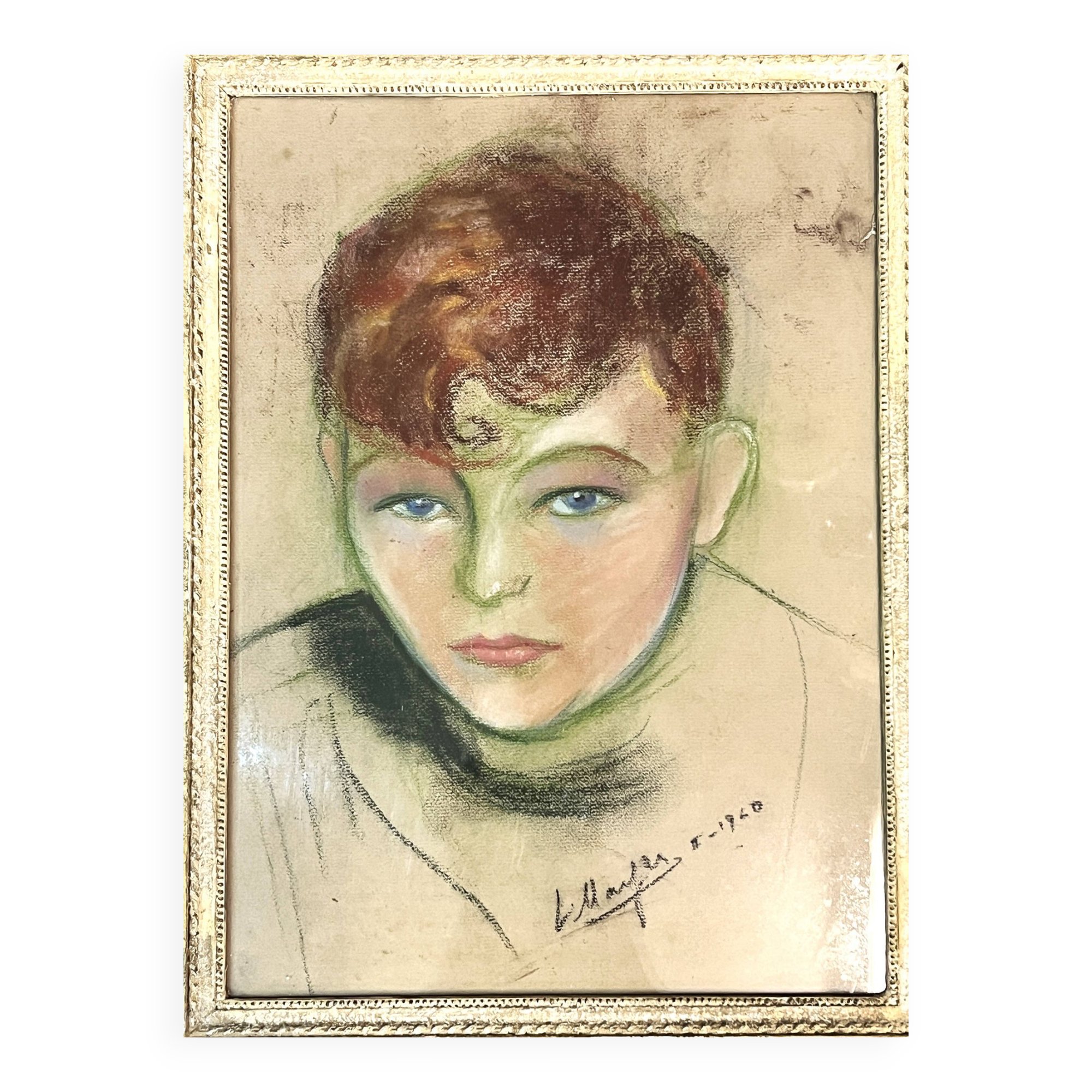 Pastel, portrait of a young adolescent signed L. Mayer, 20th century