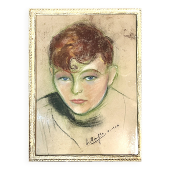 Pastel, portrait of a young adolescent signed L. Mayer, 20th century