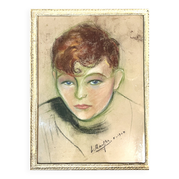Pastel, portrait of a young adolescent signed L. Mayer, 20th century