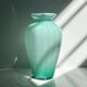 Gruppo Vittorio Milk Glas Swirl Murano Vase Mint Green / Turquoise