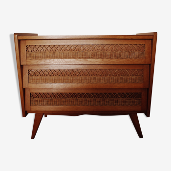 Wood and rattan dresser