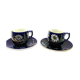 2 Enamelled coffee cups Digoin Sarreguemines with sub cups