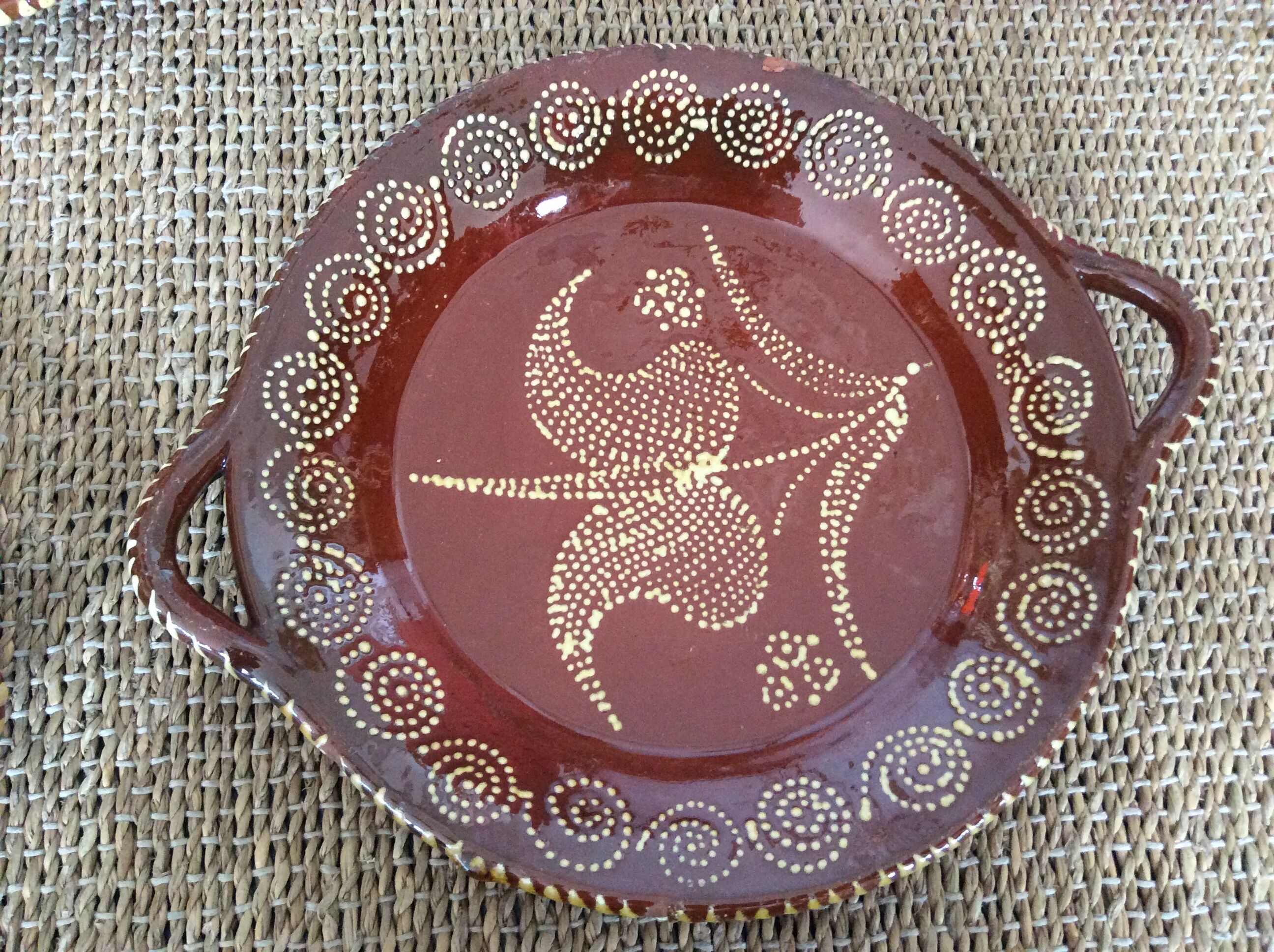 5 flat plates in glazed terracotta