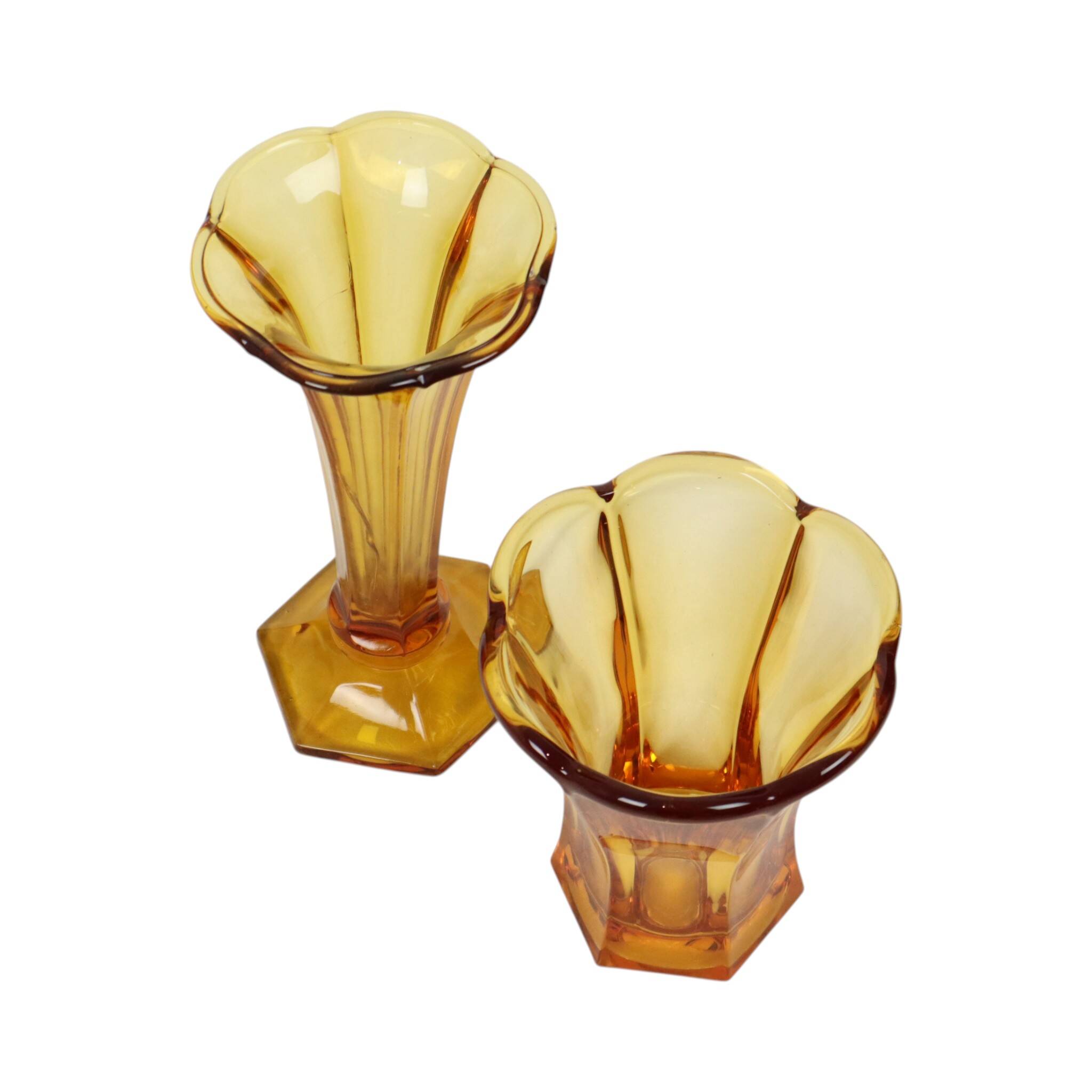 Set of Amber Vases Luxval Américain Art Deco 1935