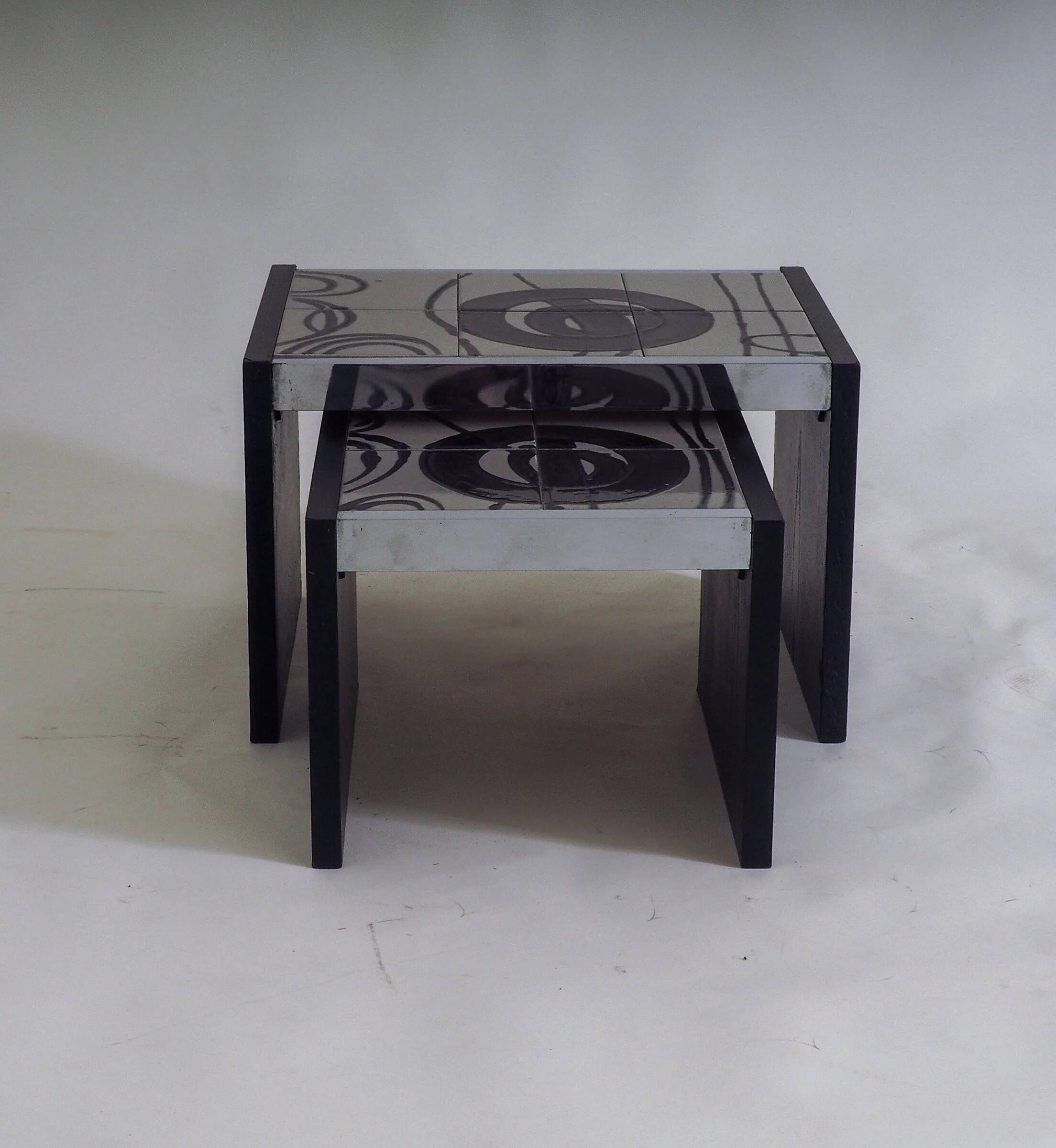 Set of 2 tiled nesting side tables