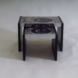 Set of 2 tiled nesting side tables