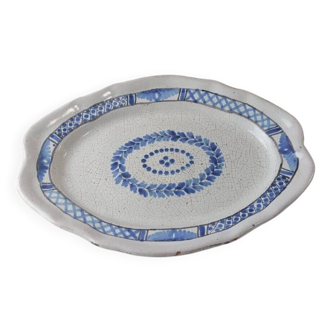 Old ceramic dish, Forges les Eaux / black bottom, late 19th century