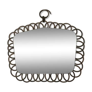 Miroir vintage en rotin 32x40 cm