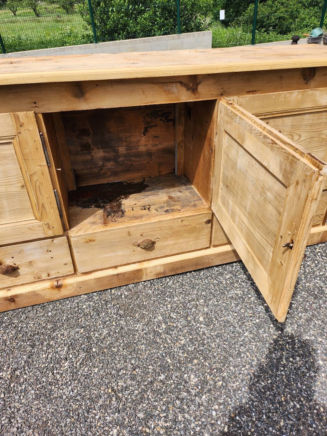 Old trade furniture with 3 drawers and 3 doors