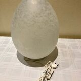 Egg lamp speckled white glass