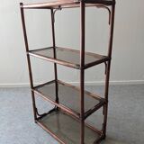 Bamboo shelf with tinted glass, France circa 1970.
