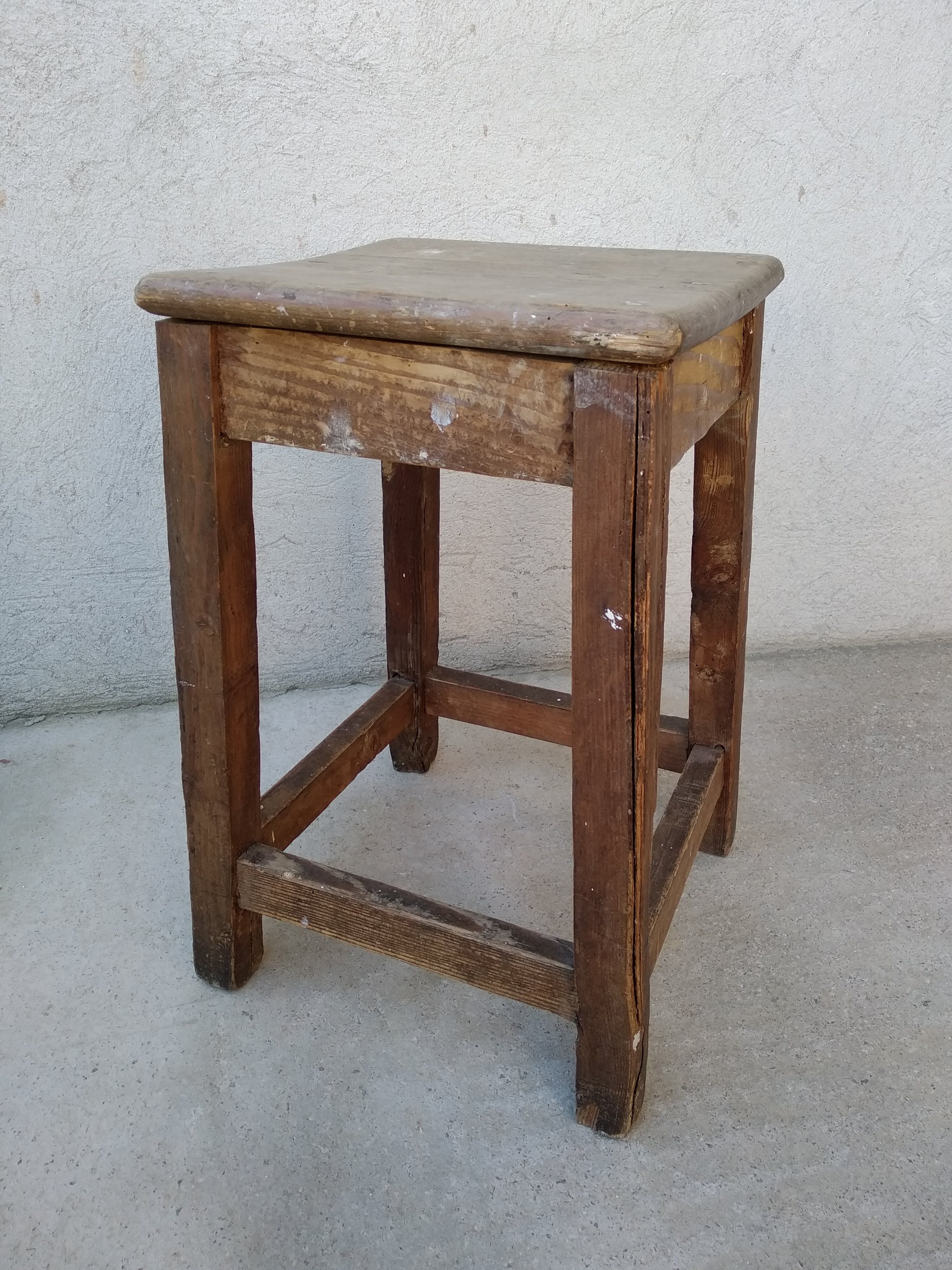 Antique wooden workshop stool