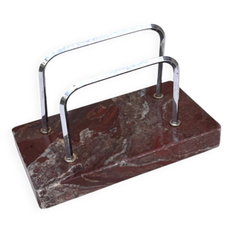 Letter holder, art deco letter stand, Poland, 1930s, chrome marble