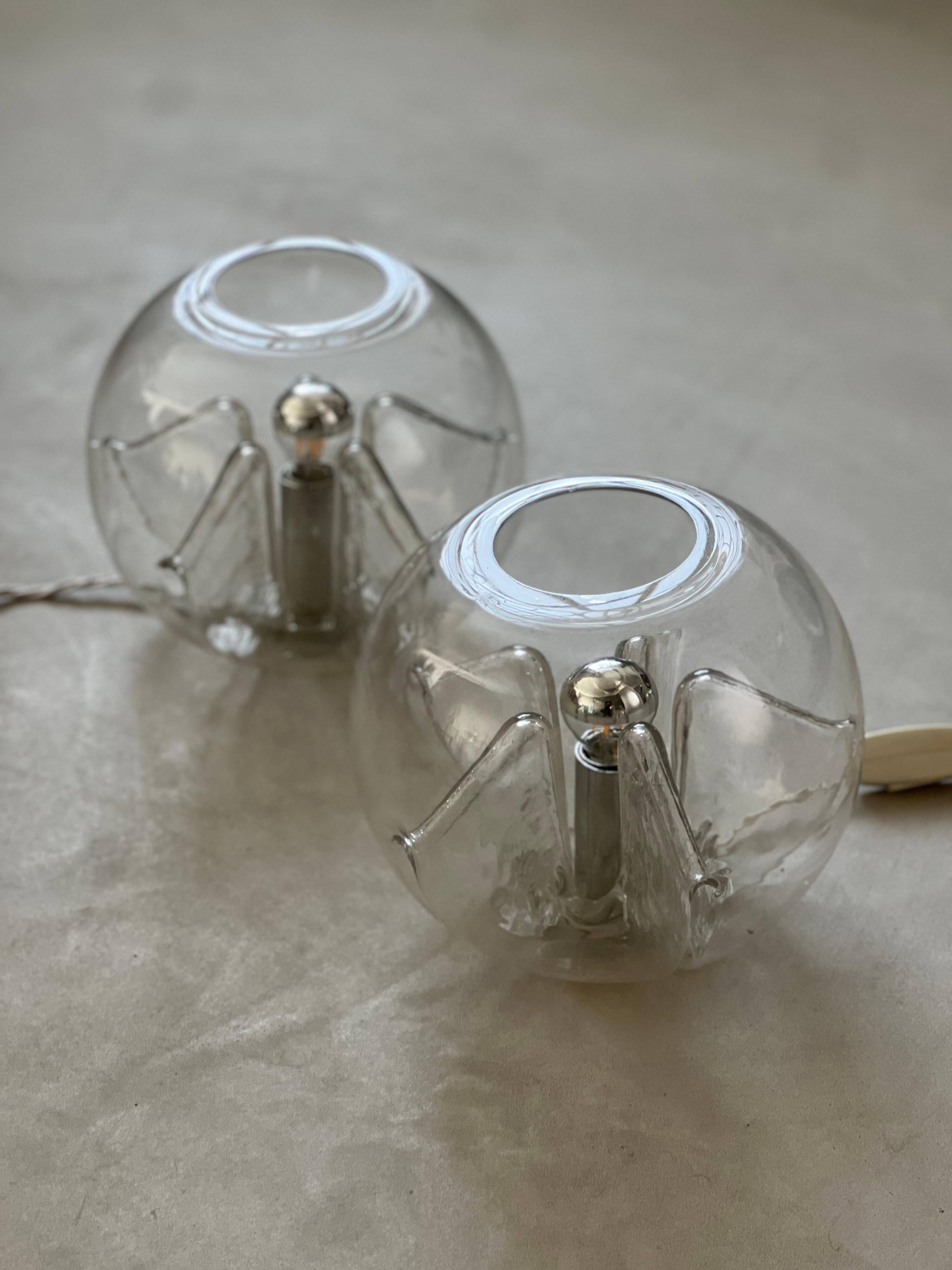 Rare Pair of table/bedsidetabe lamps by Toni Zuccheri for VeArt,  1970's