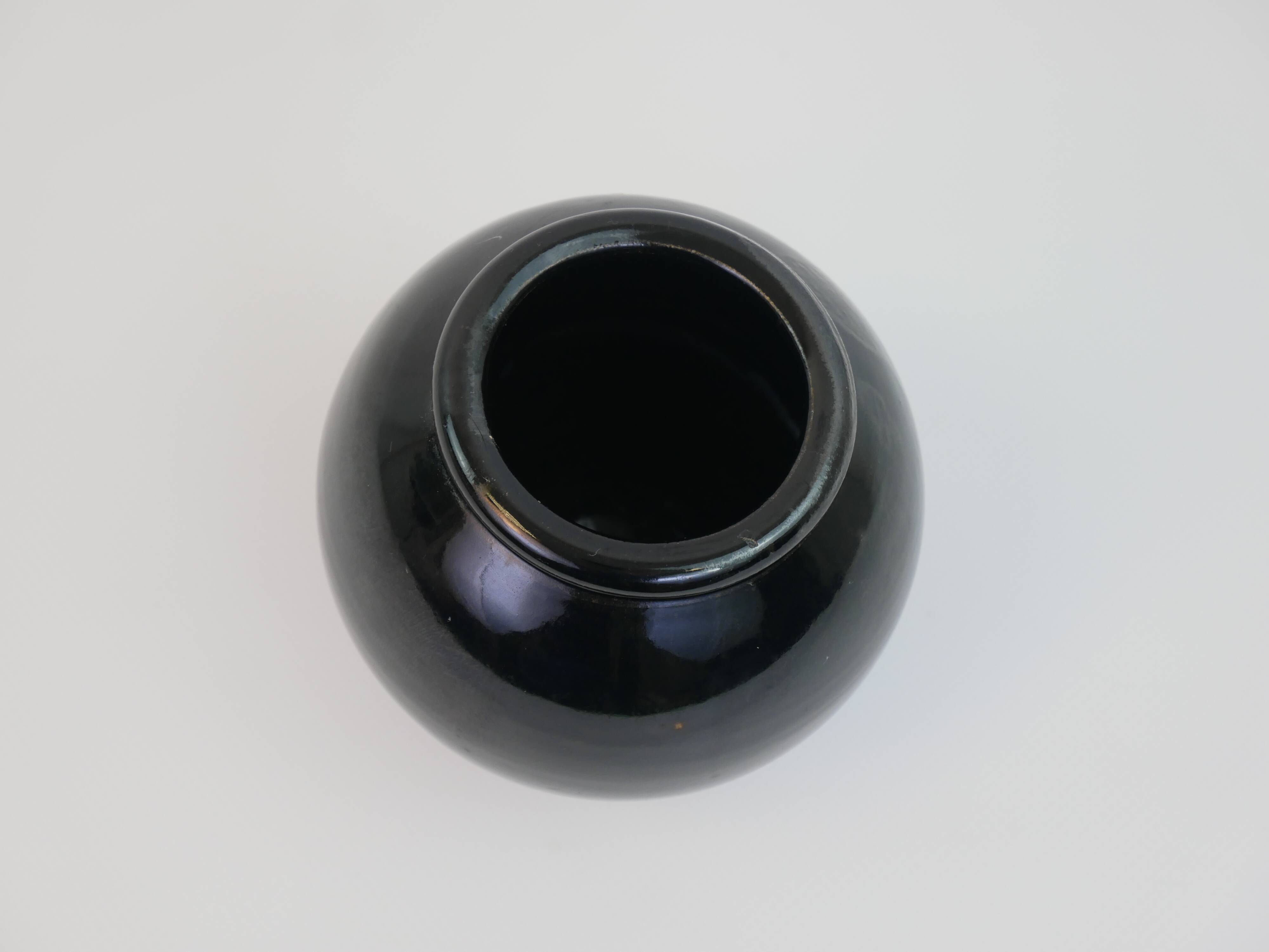 Black ceramic ball vase from Biot