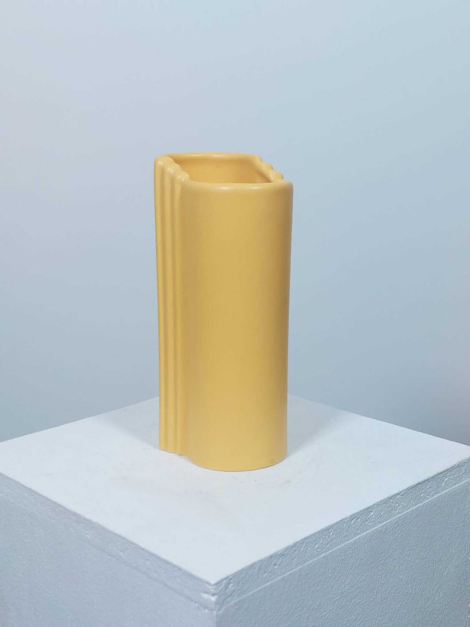 Three yellow vases in Memphis style by ASA Germany.