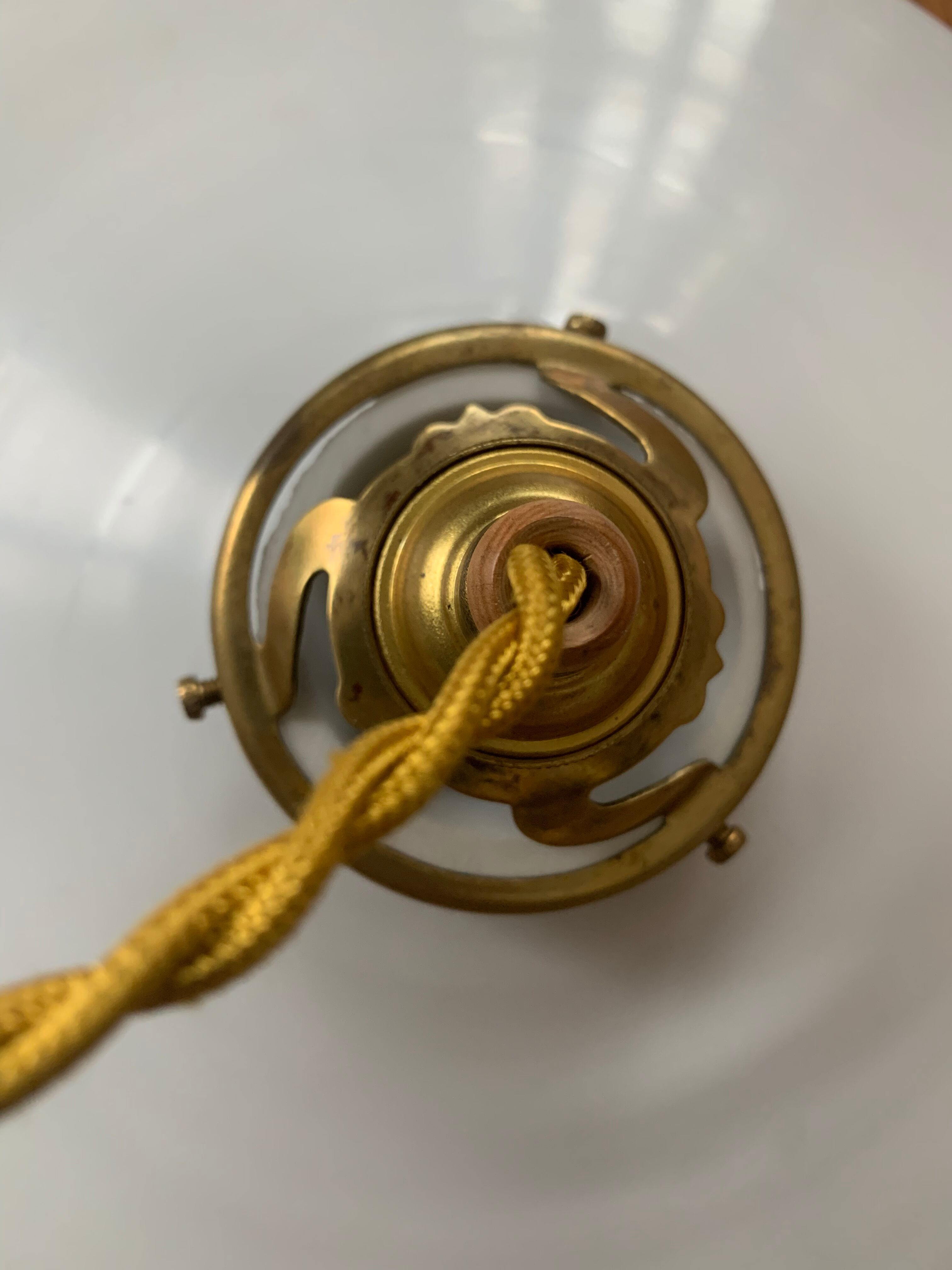 Vintage white opaline pendant lamp