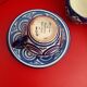 Trio of cups and saucers painted by hand. Blue faience. St John of Brittany.