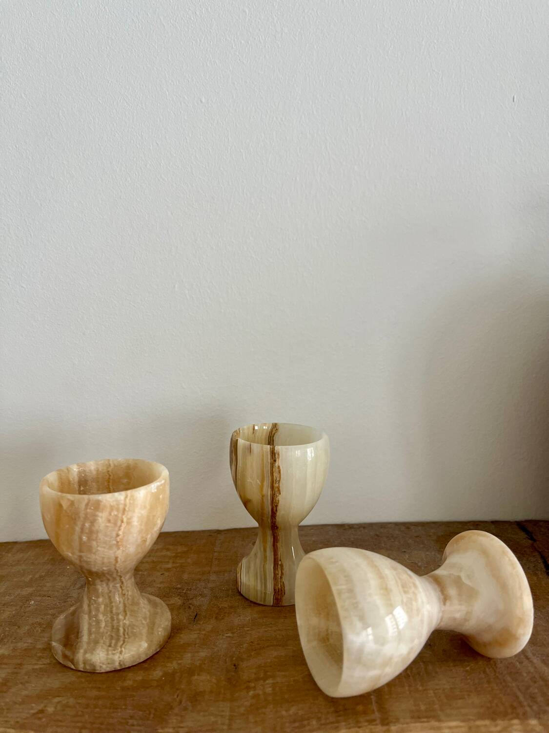 Trio of onyx egg cups