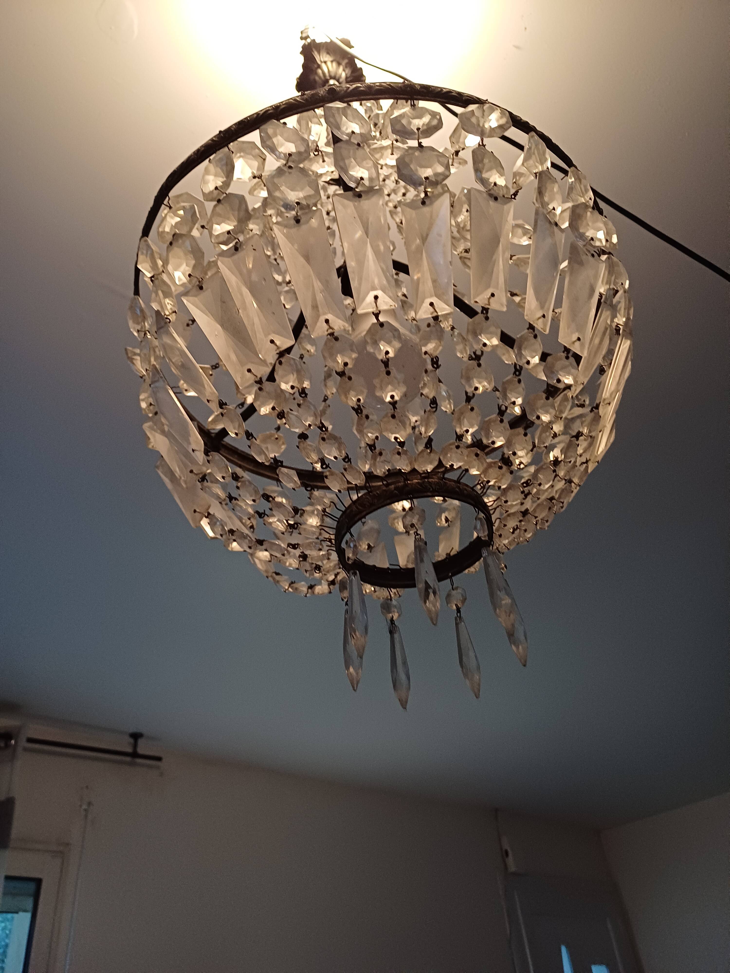 Crystal and Brass Hot Air Balloon Tassel Chandelier