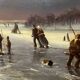 Huge oil painting on canvas Dutch school winter landscape 164x132
