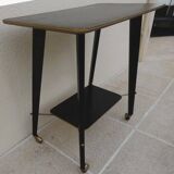 Vintage all-purpose piece of furniture from the 70s on casters with two shelves