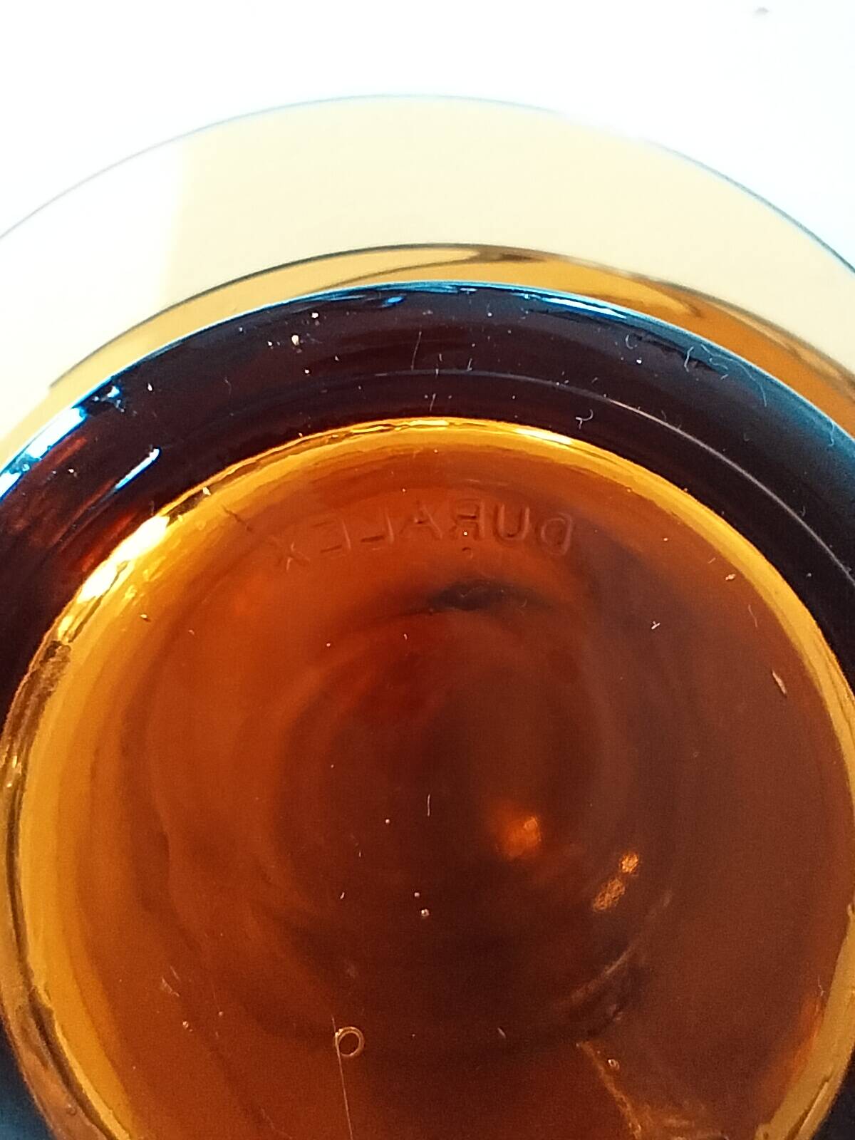 5 vintage amber Duralex cups and saucers