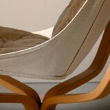 Sigurd Ressell Falcon Chair with Ottoman in brown leather for Vatne Møbler