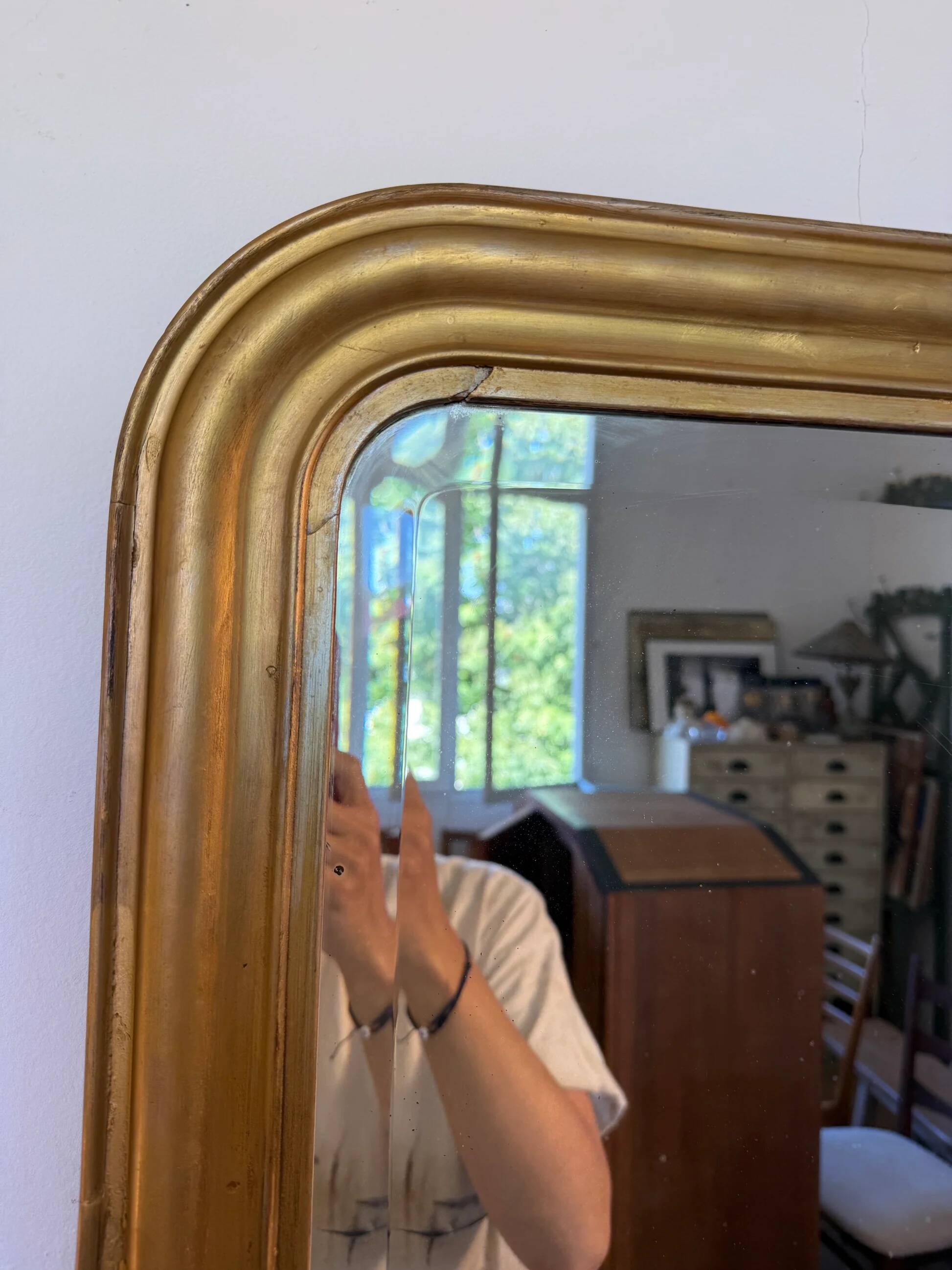 Vintage Louis Philippe mirror with antique gold beveled glass