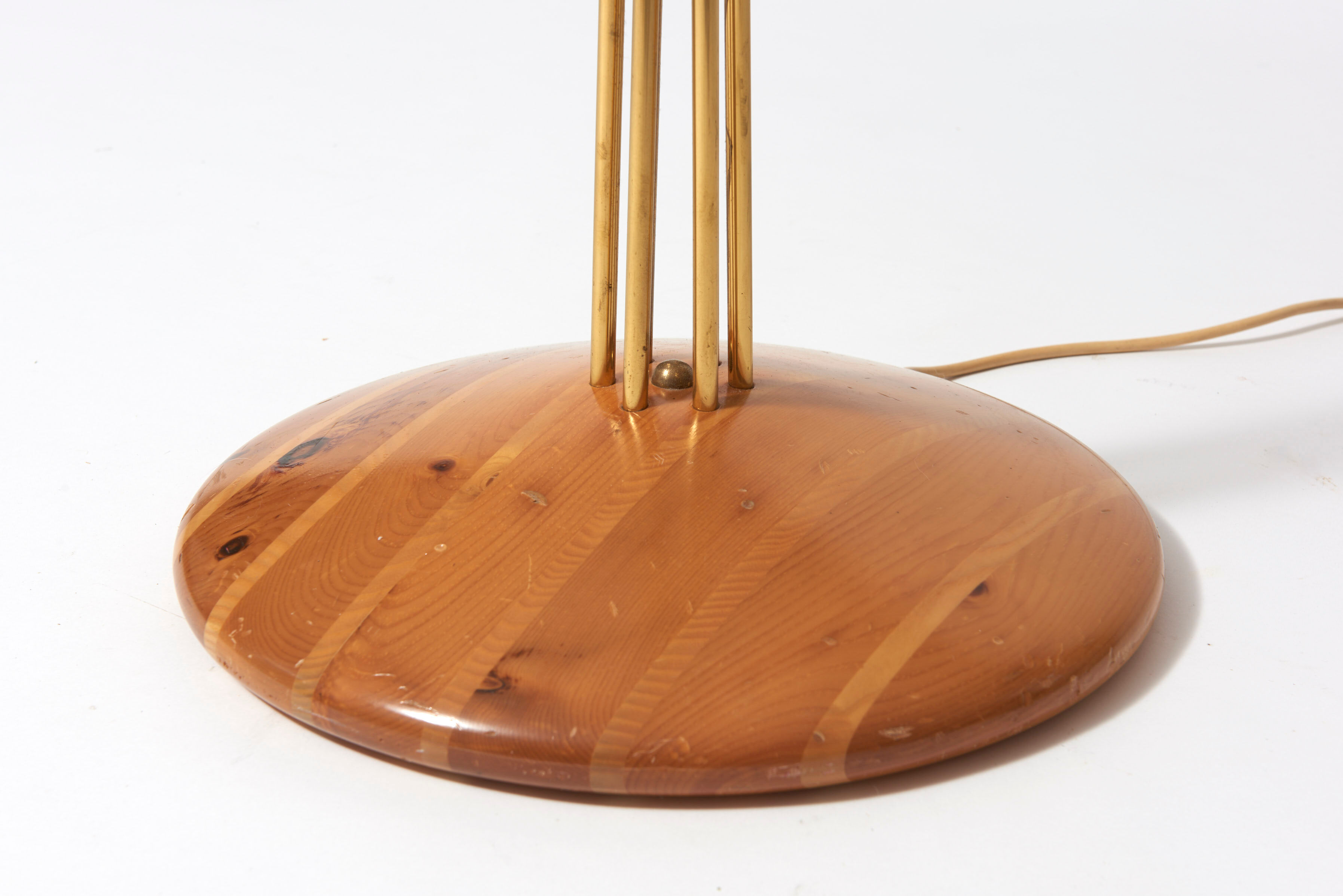 1950s floor lamp in light wood and brass
