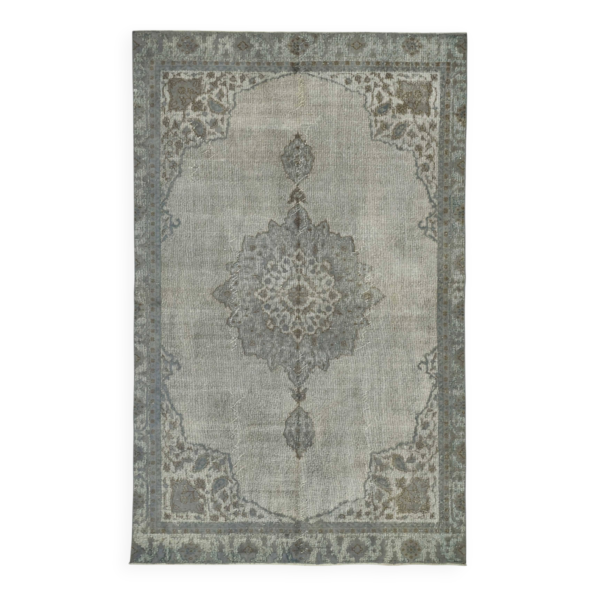 Overdyed Wool Vintage Handmade Carved Rug 169 cm x 288 cm