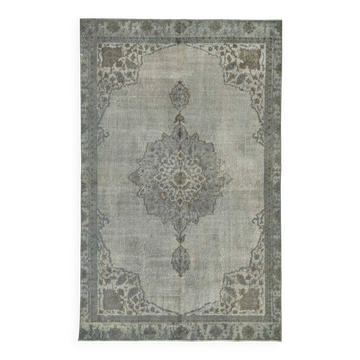 Overdyed Wool Vintage Handmade Carved Rug 169 cm x 288 cm