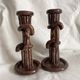 Pair of column candle holders in handmade ceramic