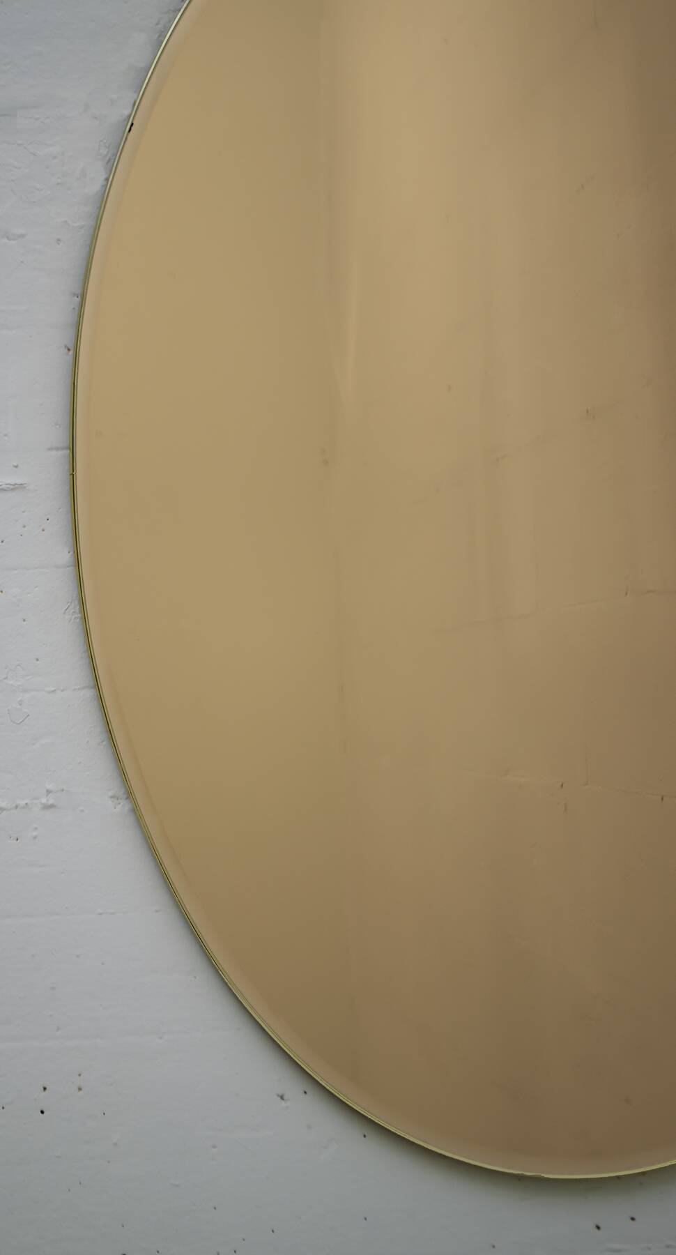 Pair of Mid-Century Modern Italian Oval Mirrors Brass and Bronzed Mirror,70