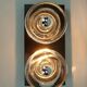 1960s 70s space age sconce by cosack-leuchten 2 thick glass shades and meta