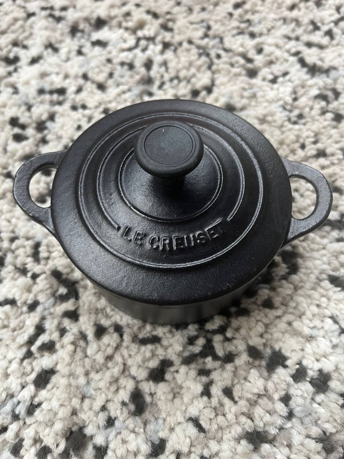 Set of 7 mini cast iron casserole dishes from Le Creuset