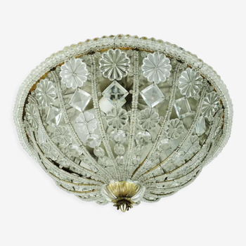 1960s ceiling lamp ceiling fixture glass crystals and blossoms