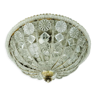 1960s ceiling lamp ceiling fixture glass crystals and blossoms