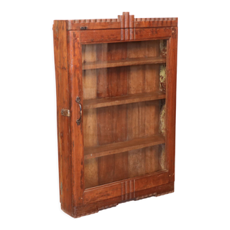 Old art deco wall display case in Burmese teak