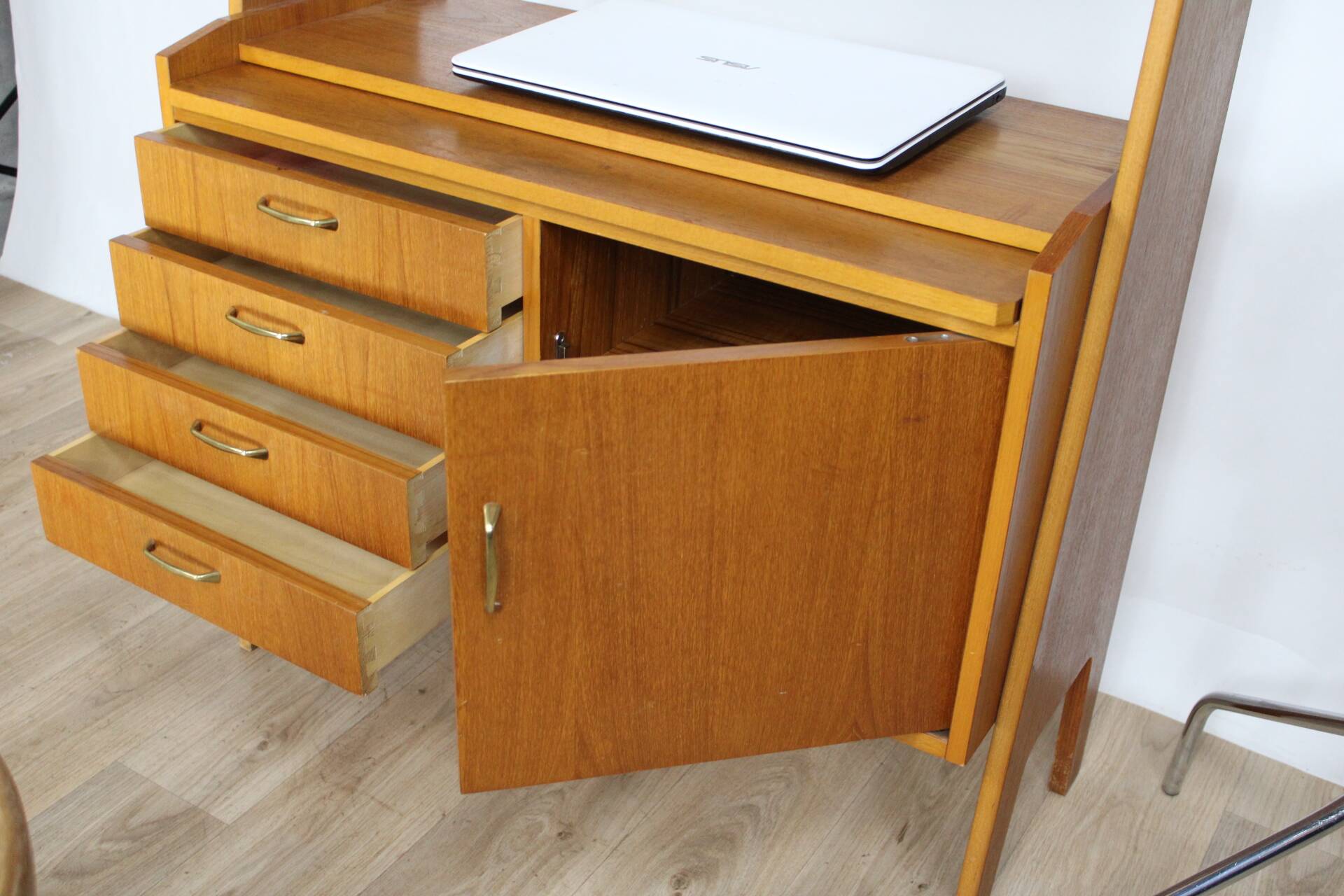Multifunction teak bookcase 1960 Denmark