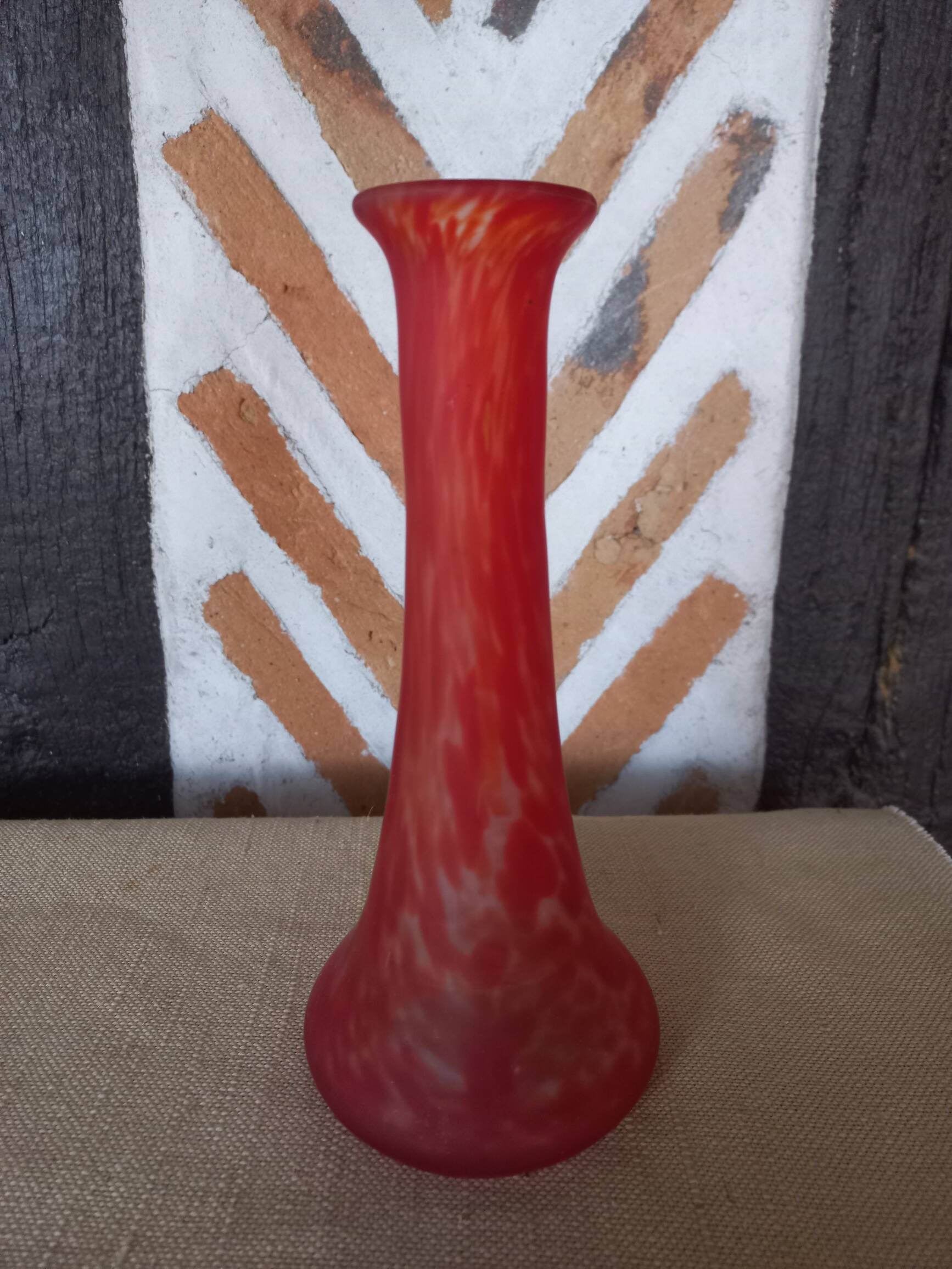 Red glass paste vase