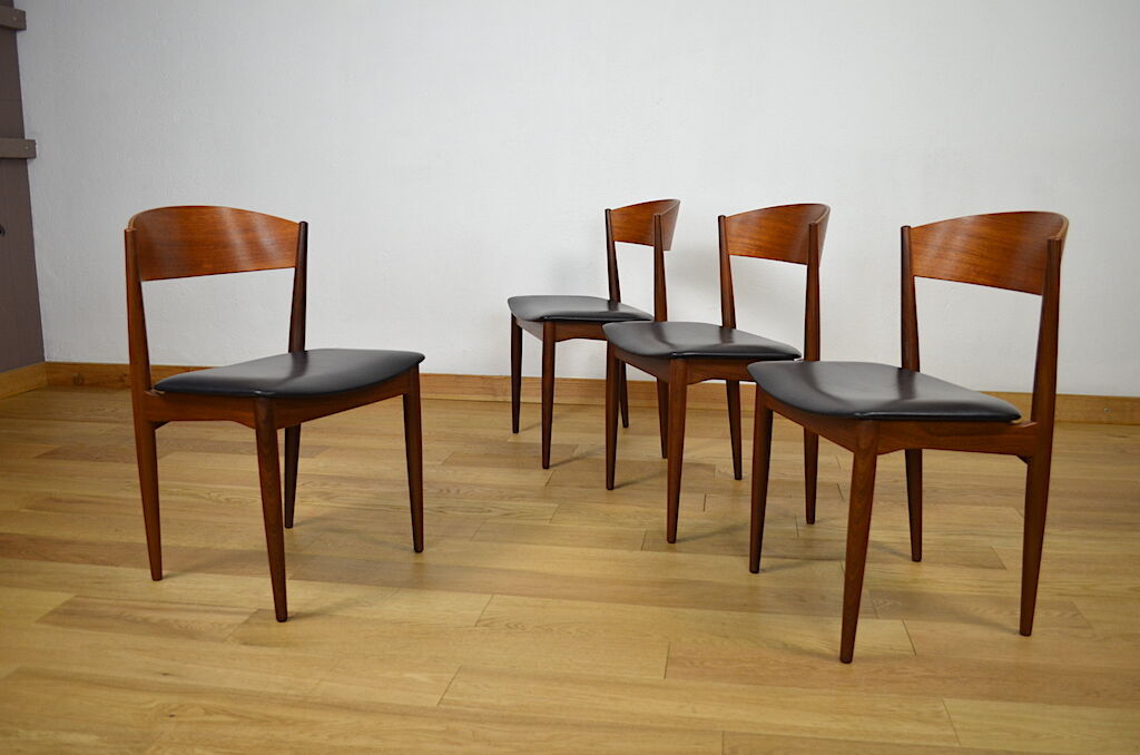 4 vintage scandinavian chairs in teak jydsk mobelindustri 1960
