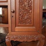 Vintage Vanity Desk, unique hand carved, Chiang Mai teak wood