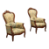 Pair of Luigi Filippo armchairs in walnut