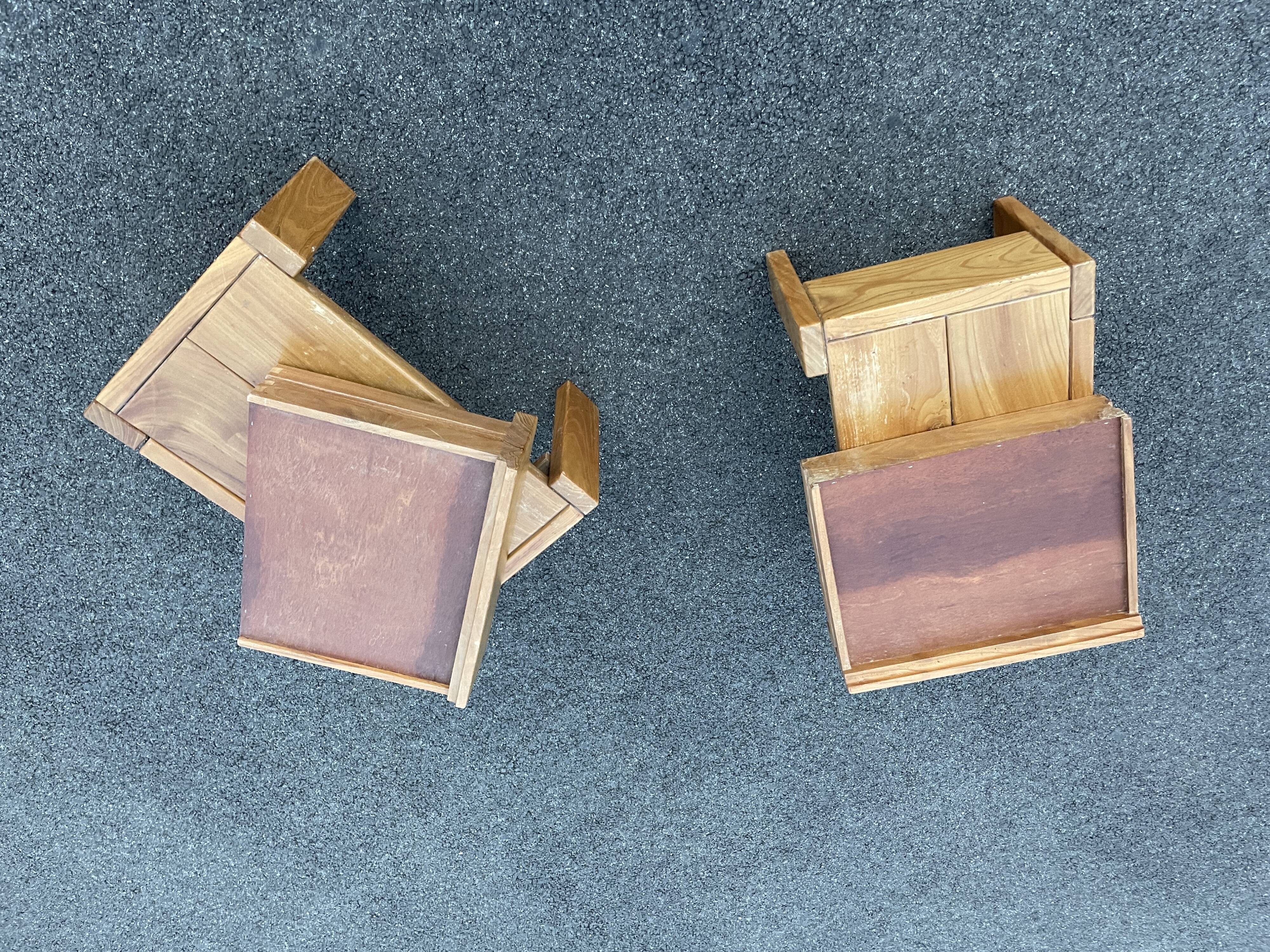 Pair of bedside tables vintage solid elm home revived bedside table