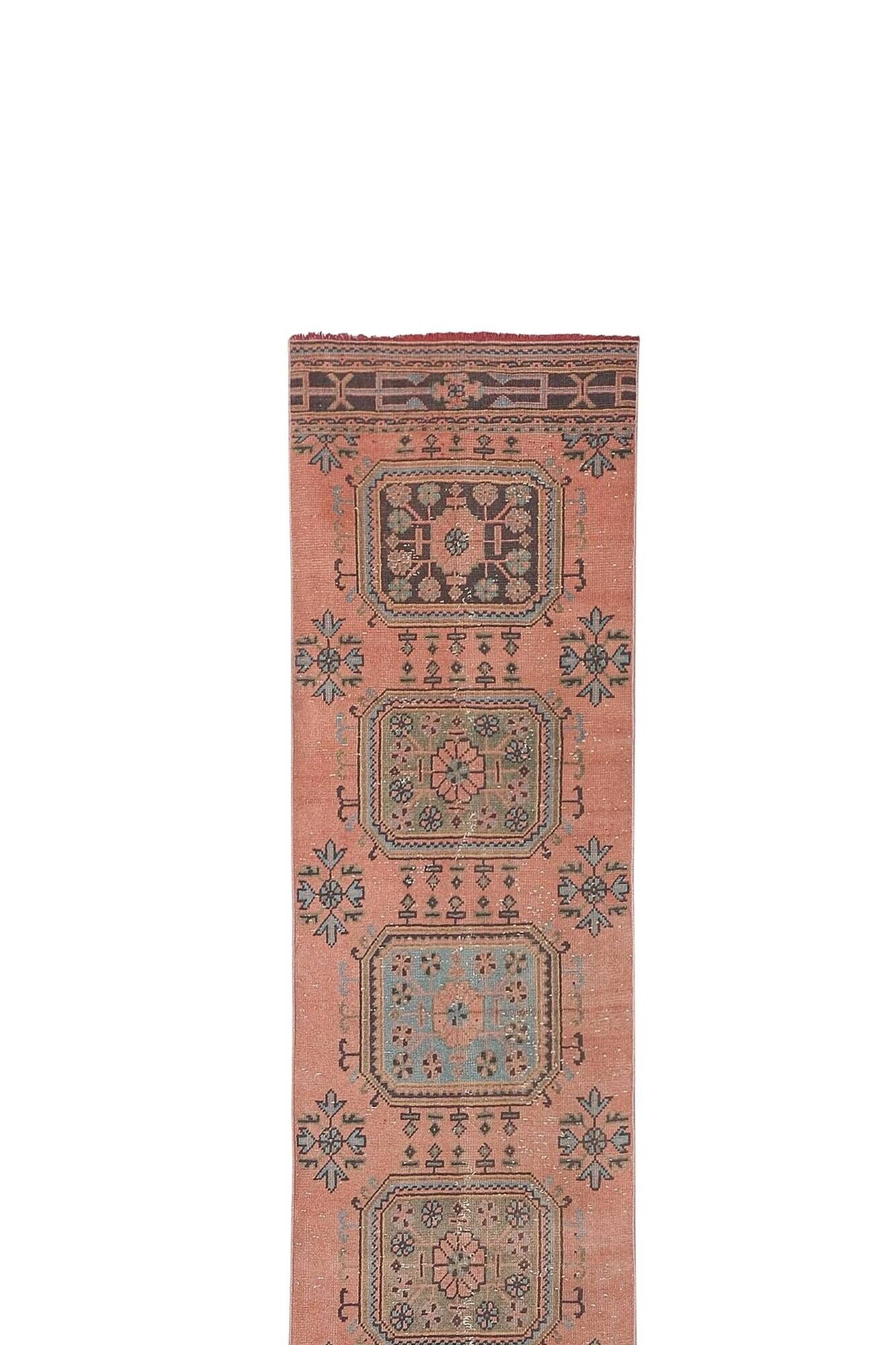 Vintage Turkish hallway rug 83x652 cm