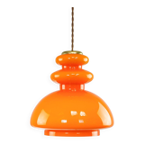 Mid-Century Italian Orange Glass & Brass Pendant Lamp, 60s