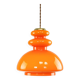 Lampe suspendue en verre orange et laiton italien des années 60, style mid-century.
