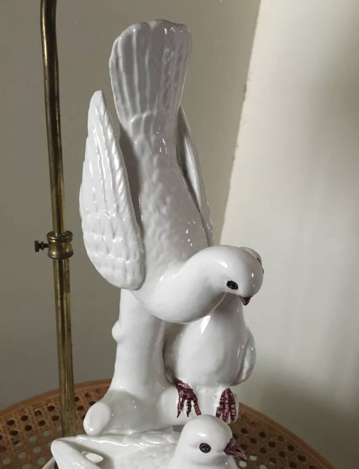 Lampe triple colombes en céramique blanche