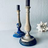 Pair of old patinated candlesticks